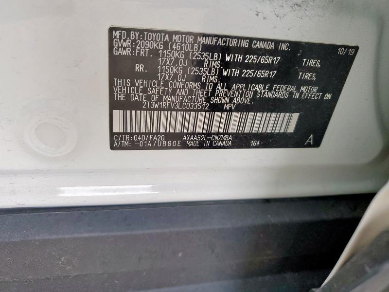 2020 TOYOTA RAV4 XLE - 2T3W1RFV3LC033512