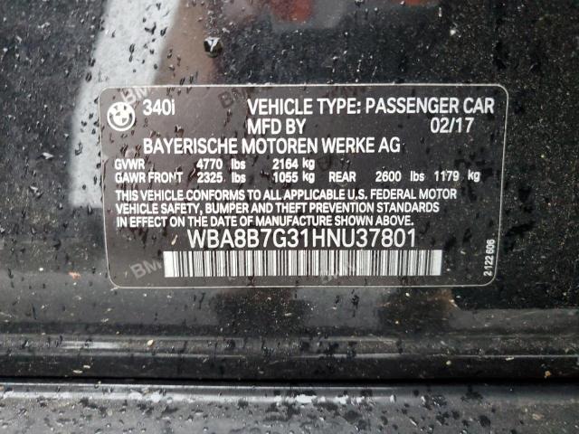 2017 BMW 340 XI WBA8B7G31HNU37801
