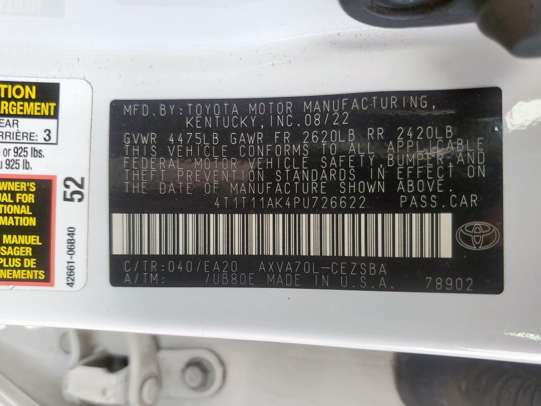 2023 TOYOTA CAMRY SE NIGHT SHADE 4T1T11AK4PU726622