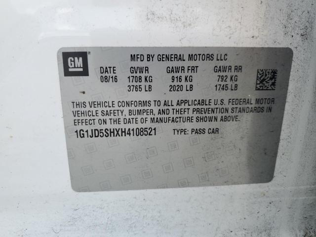 2017 CHEVROLET SONIC LT - 1G1JD5SHXH4108521
