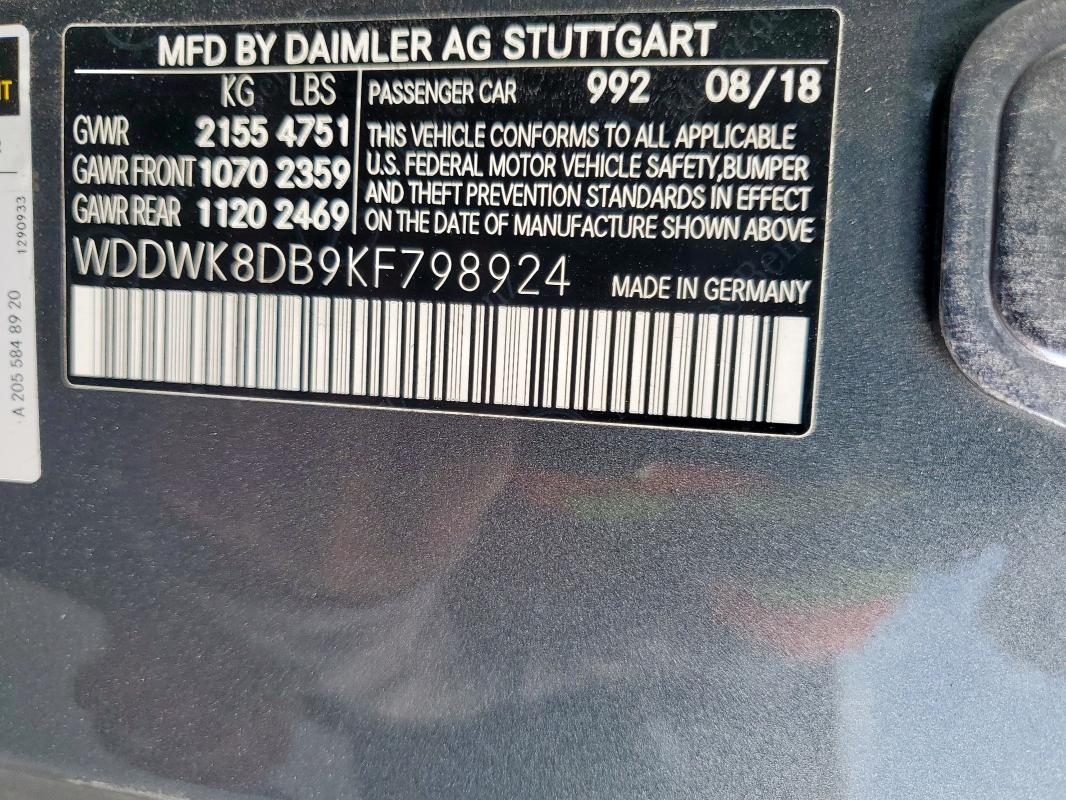 2019 MERCEDES-BENZ C 300 - WDDWK8DB9KF798924