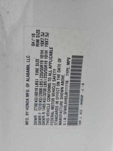 2018 HONDA ODYSSEY EL 5FNRL6H93JB111116