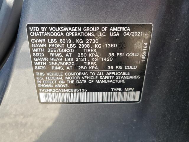 2021 VOLKSWAGEN ATLAS SE 1V2HR2CA3MC585135