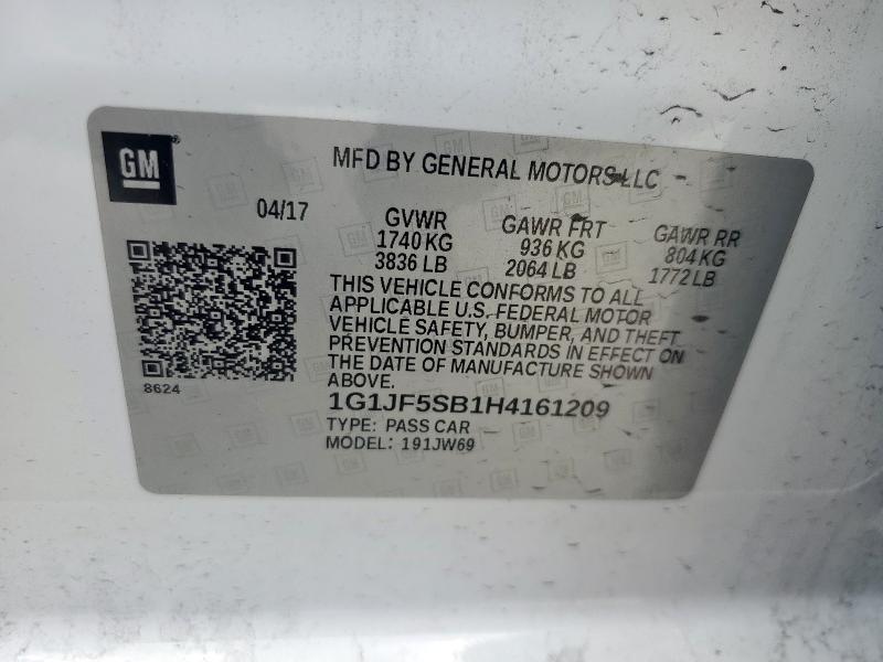2017 CHEVROLET SONIC PREM 1G1JF5SB1H4161209