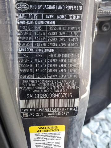 2016 LAND ROVER DISCOVERY SALCR2BG9GH567515