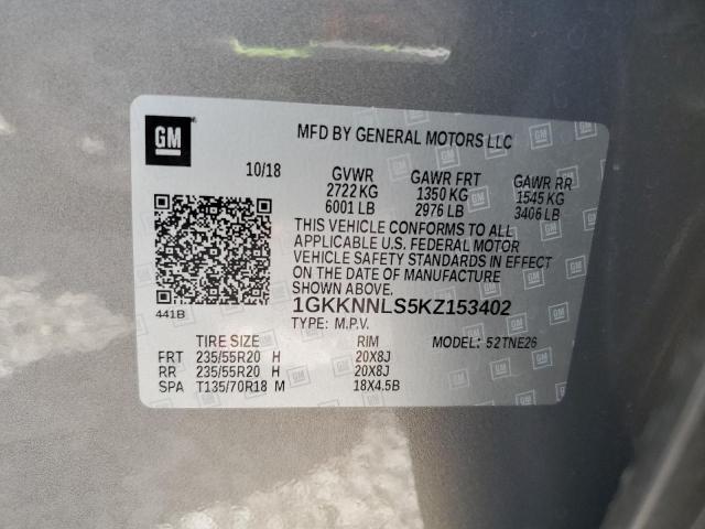 2019 GMC ACADIA SLT 1GKKNNLS5KZ153402