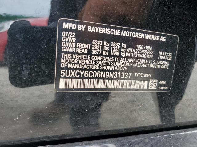 2022 BMW X6 XDRIVE4 5UXCY6C06N9N31337