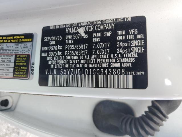 2016 HYUNDAI SANTA FE S - 5XYZUDLB1GG343808