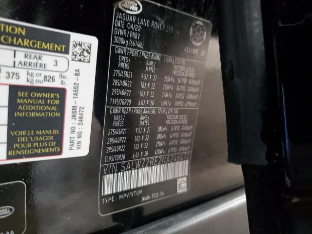 2022 LAND ROVER RANGE ROVE SALWZ2RE2NA246472