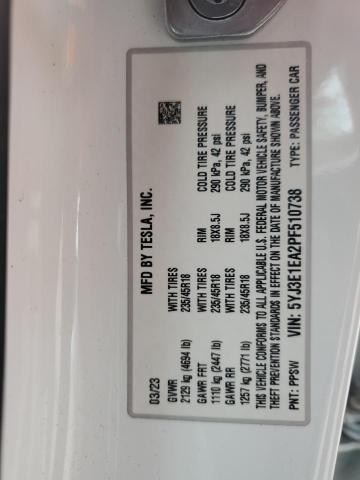 2023 TESLA MODEL 3 5YJ3E1EA2PF510738