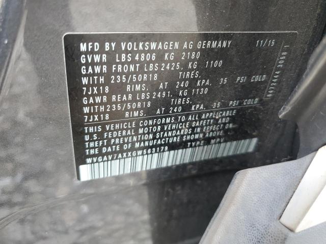 2016 VOLKSWAGEN TIGUAN S WVGAV7AXXGW563179