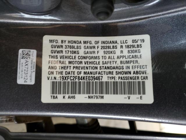 2019 HONDA CIVIC 19XFC2F84KE039467