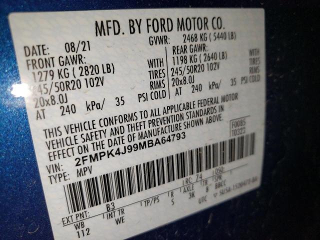 2021 FORD EDGE SEL - 2FMPK4J99MBA64793