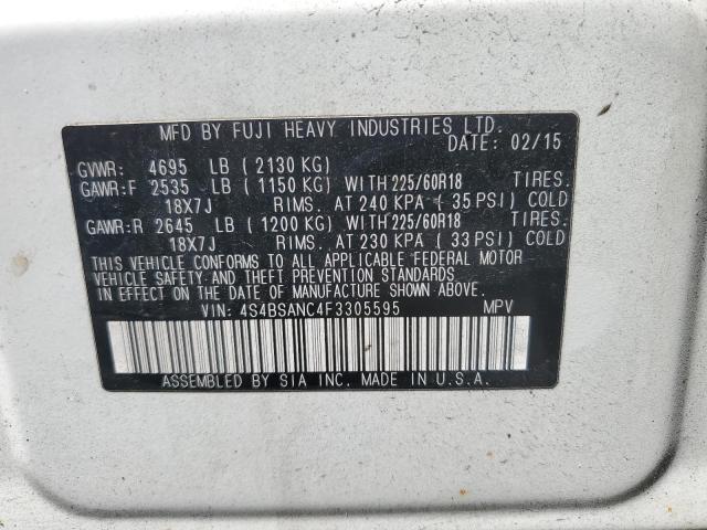 2015 SUBARU OUTBACK 2. 4S4BSANC4F3305595