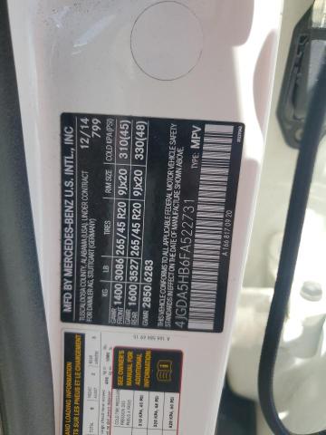 2015 MERCEDES-BENZ ML 350 4MA 4JGDA5HB6FA522731