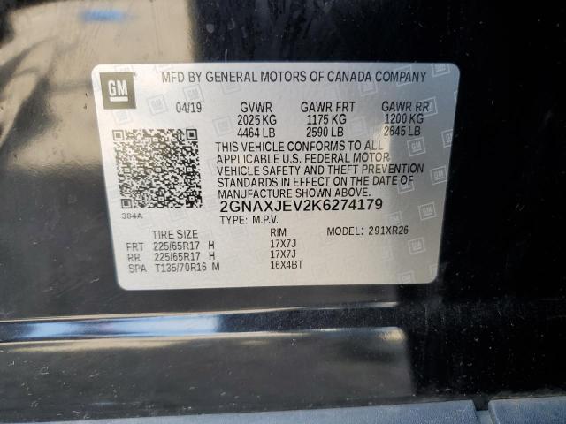 2019 CHEVROLET EQUINOX LT 2GNAXJEV2K6274179