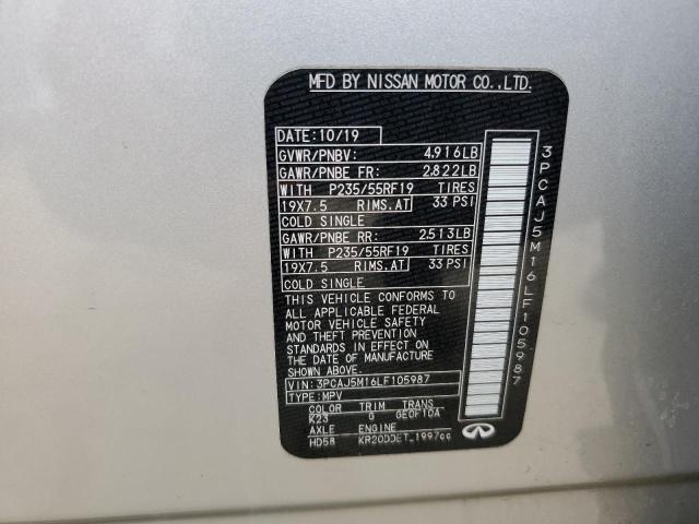 2020 INFINITI QX50 PURE 3PCAJ5M16LF105987