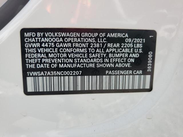 2022 VOLKSWAGEN PASSAT SE 1VWSA7A35NC002207