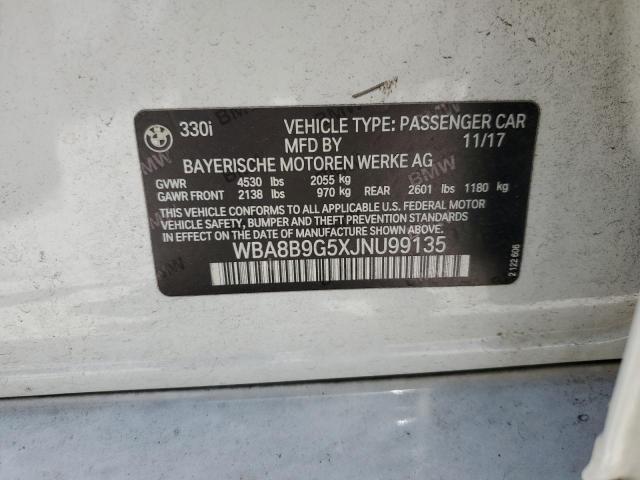 2018 BMW 330 I WBA8B9G5XJNU99135