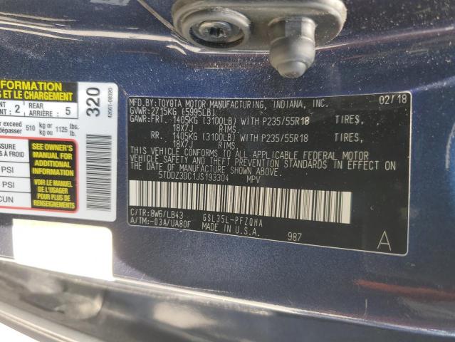 2018 TOYOTA SIENNA XLE 5TDDZ3DC1JS193304