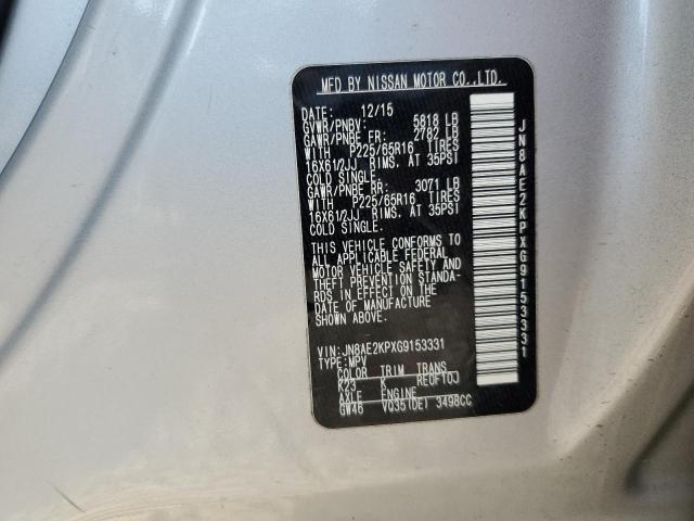 2016 NISSAN QUEST S JN8AE2KPXG9153331