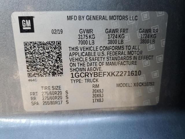 2019 CHEVROLET SILVERADO - 1GCRYBEFXKZ271610