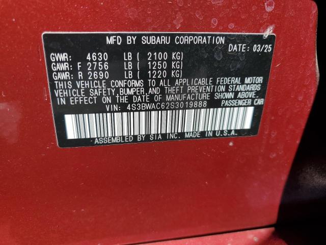 2025 SUBARU LEGACY PRE 4S3BWAC62S3019888