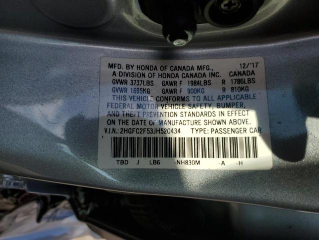 2018 HONDA CIVIC LX 2HGFC2F53JH520434
