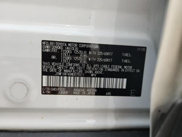 2021 TOYOTA RAV4 LE - JTMF1RFV6MD075511