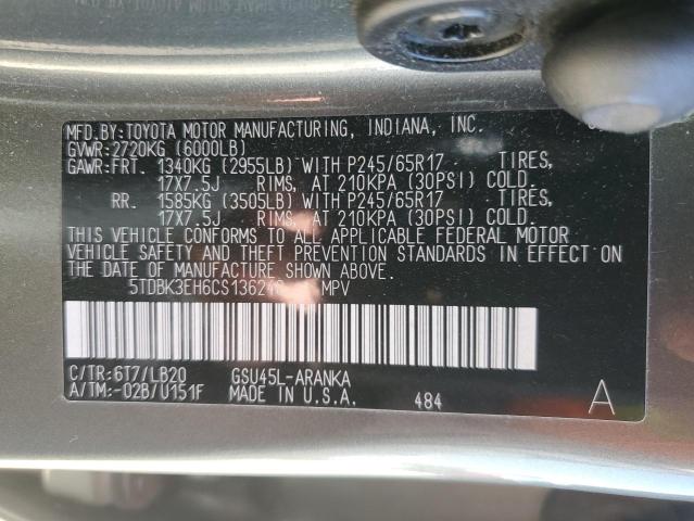 2012 TOYOTA HIGHLANDER - 5TDBK3EH6CS136248