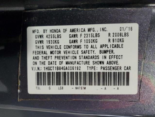2016 HONDA ACCORD EXL 1HGCT1B84GA006192