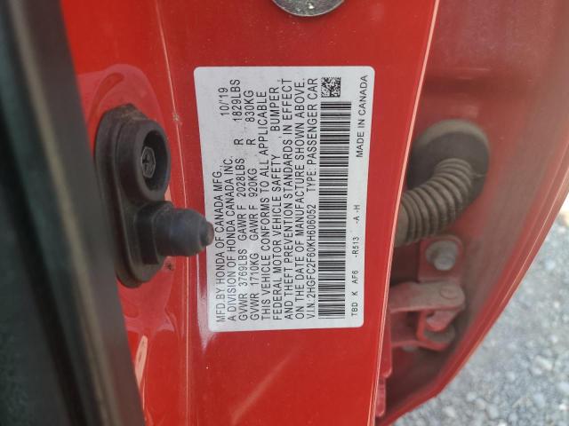 2019 HONDA CIVIC LX 2HGFC2F60KH606052