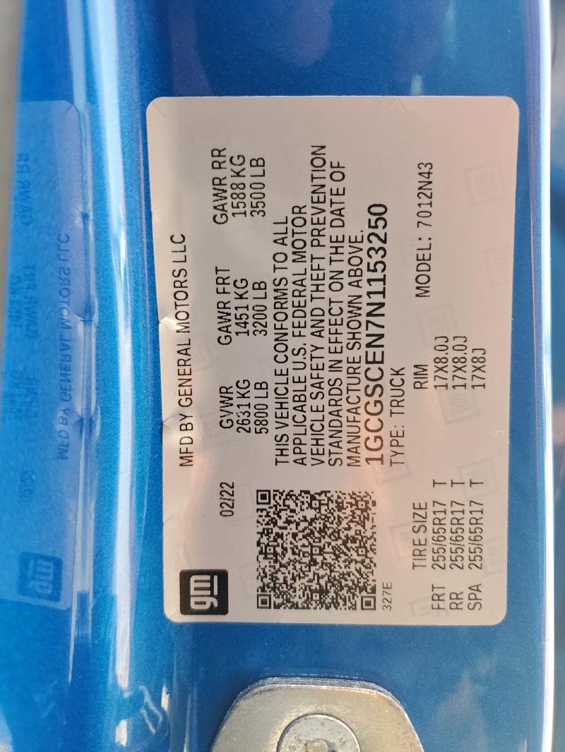 2022 CHEVROLET COLORADO L 1GCGSCEN7N1153250