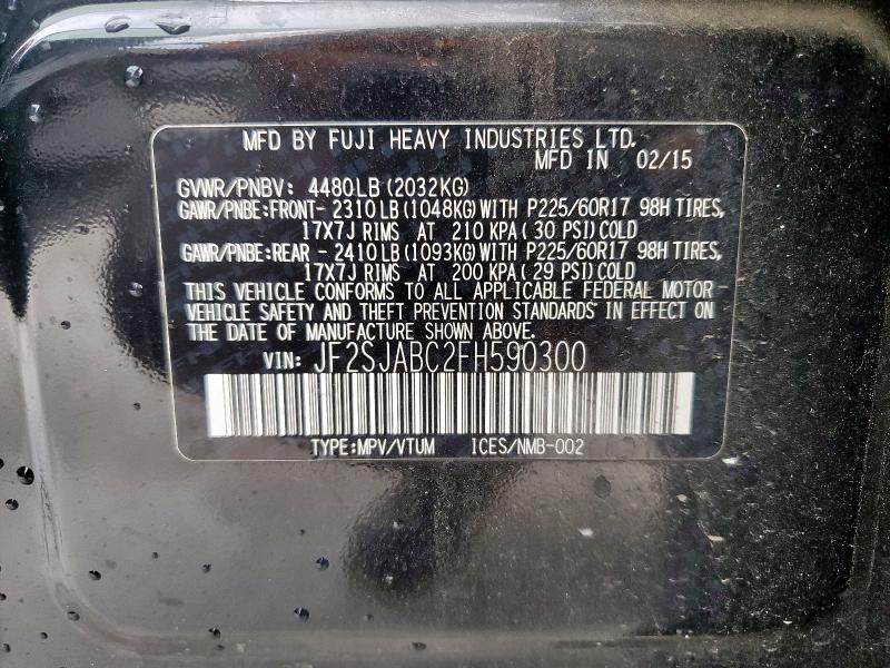 2015 SUBARU FORESTER 2 JF2SJABC2FH590300