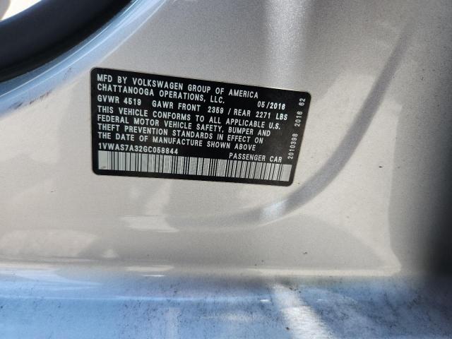 2016 VOLKSWAGEN PASSAT S - 1VWAS7A32GC058844