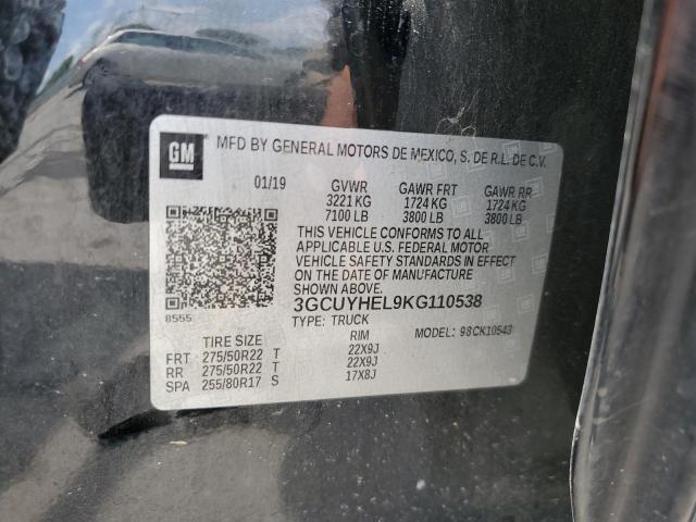 2019 CHEVROLET SILVERADO - 3GCUYHEL9KG110538