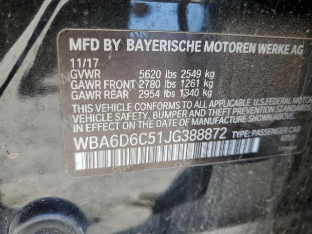 2018 BMW 650 XI GRA WBA6D6C51JG388872