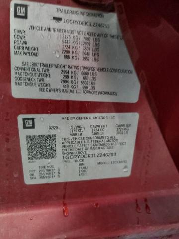 2020 CHEVROLET SILVERADO 1GCRYDEK1LZ246203