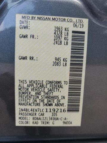 2020 NISSAN ALTIMA SL 1N4BL4EV7LC119216