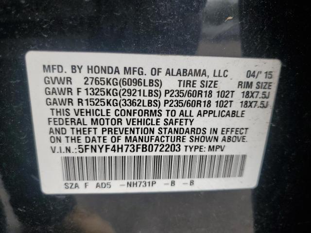 2015 HONDA PILOT EXLN - 5FNYF4H73FB072203