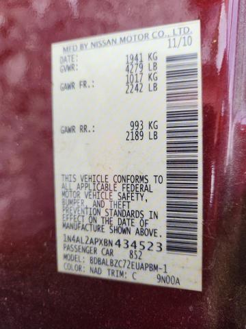 2011 NISSAN ALTIMA BAS - 1N4AL2APXBN434523