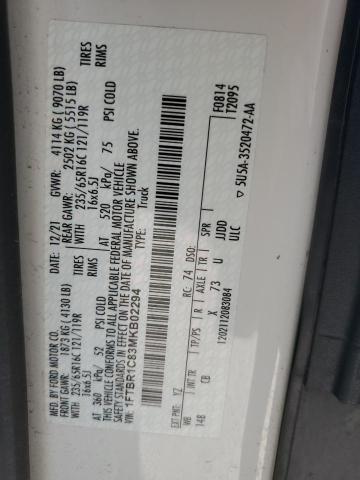 2021 FORD TRANSIT T- 1FTBR1C83MKB02294