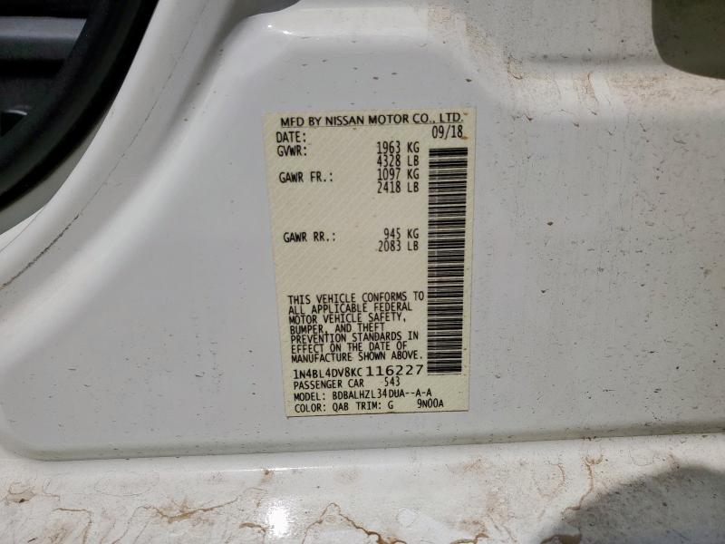 2019 NISSAN ALTIMA SV 1N4BL4DV8KC116227
