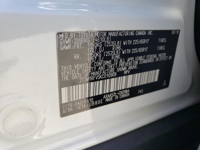 2019 TOYOTA RAV4 XLE 2T3W1RFV5KC010909