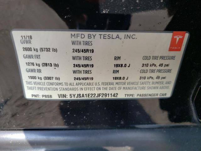 2018 TESLA MODEL S 5YJSA1E22JF291142