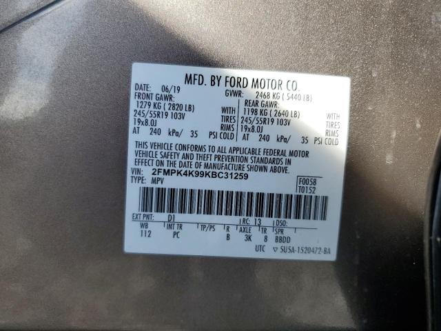2019 FORD EDGE TITAN 2FMPK4K99KBC31259
