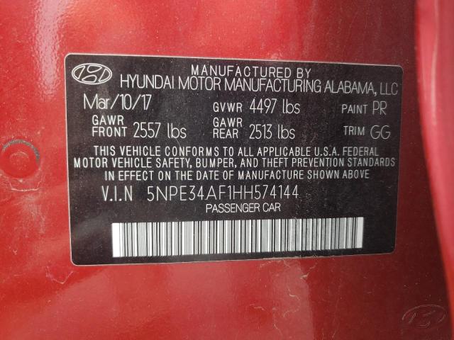 2017 HYUNDAI SONATA SPORT 5NPE34AF1HH574144