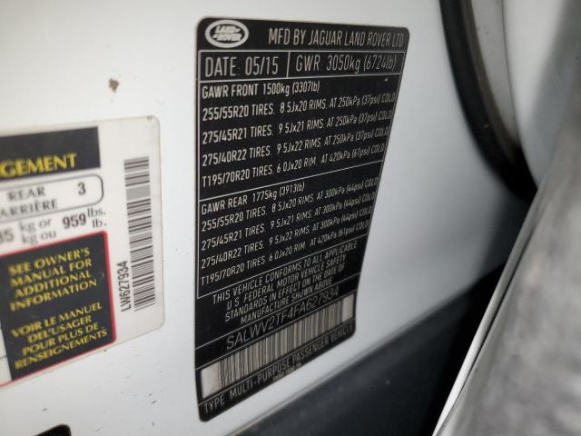 2015 LAND ROVER RANGE ROVE SALWV2TF4FA627934