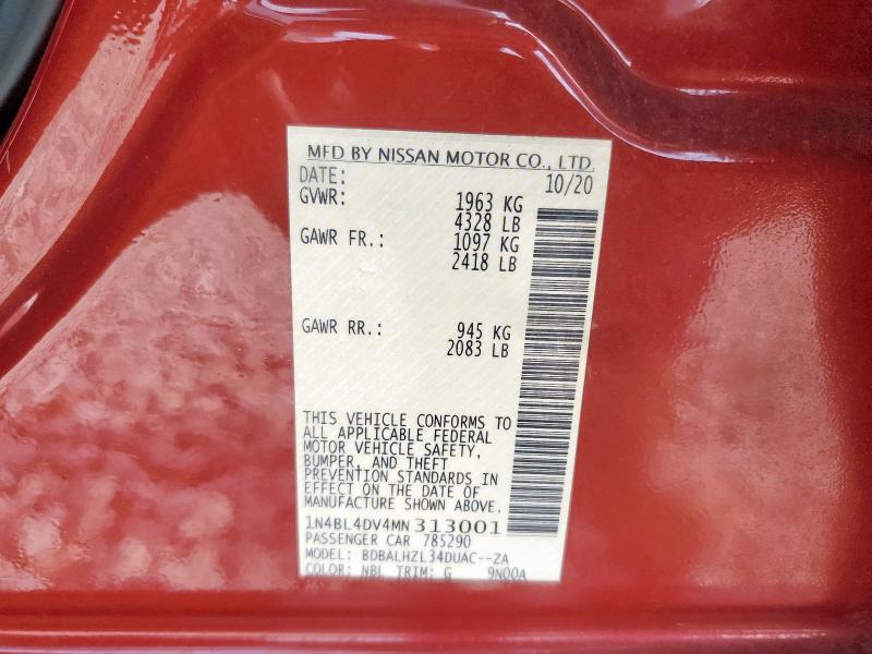 2021 NISSAN ALTIMA SV 1N4BL4DV4MN313001