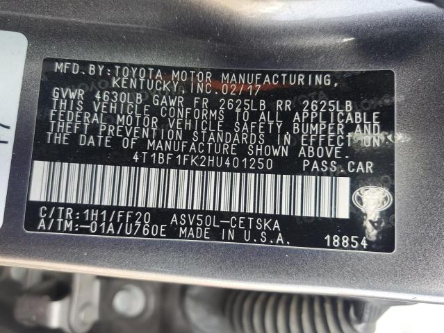 2017 TOYOTA CAMRY LE 4T1BF1FK2HU401250